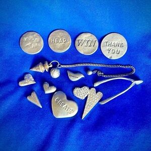 Collection of 14 hearts and charms! Sourced from Old Saybrook, CT local artists.